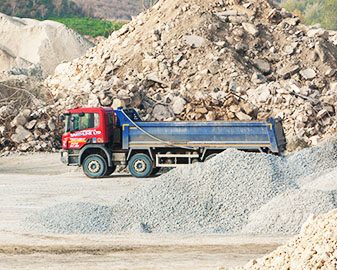 Earthline Tipper at one of our Recycling Centres, transporting construction materials